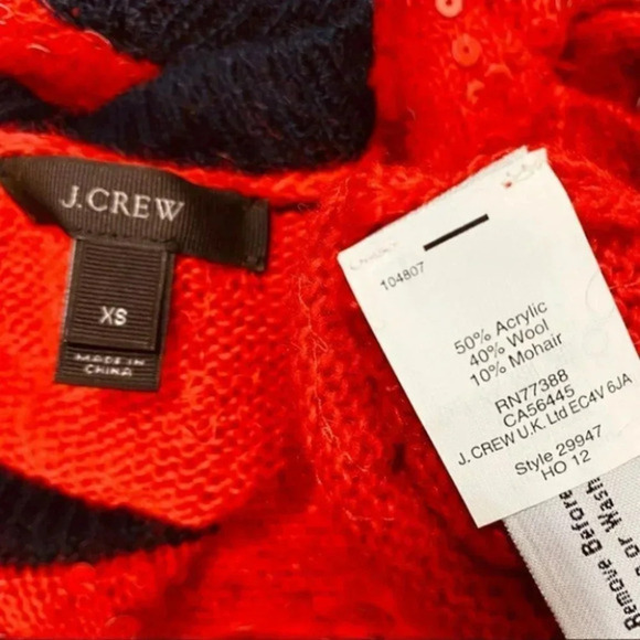 Crew XS red/blue sequins wool/mohair/acrylic blend crew neck‎ sweater - Picture 8 of 8